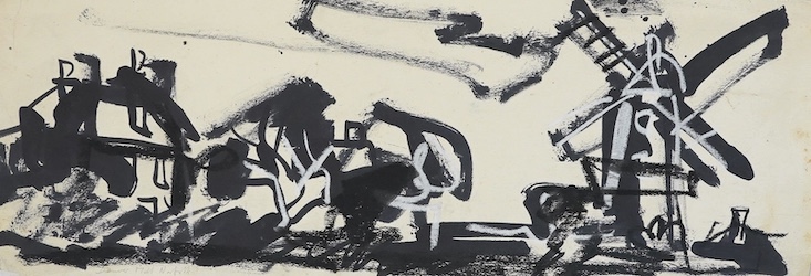 David Smith (British, 1930-1999), ink, wash and chalk on paper, 'Norfolk mill', signed in pencil, 28 x 76cm, unframed. Condition - fair, Provenance; from the artists' studio. David Smith was born in Lowestoft and exhibit